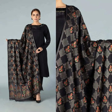 BR-537 Black Dhanak  Embroidered 3pc Wt
